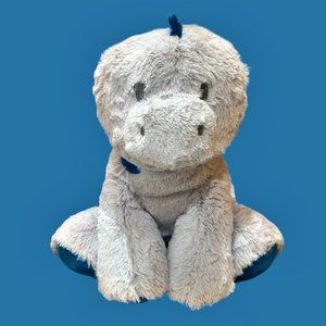 Kellytoy Kellybaby Baby Gray Blue Dinosaur Plush Rattle Stuffed Animal Lovey 10"